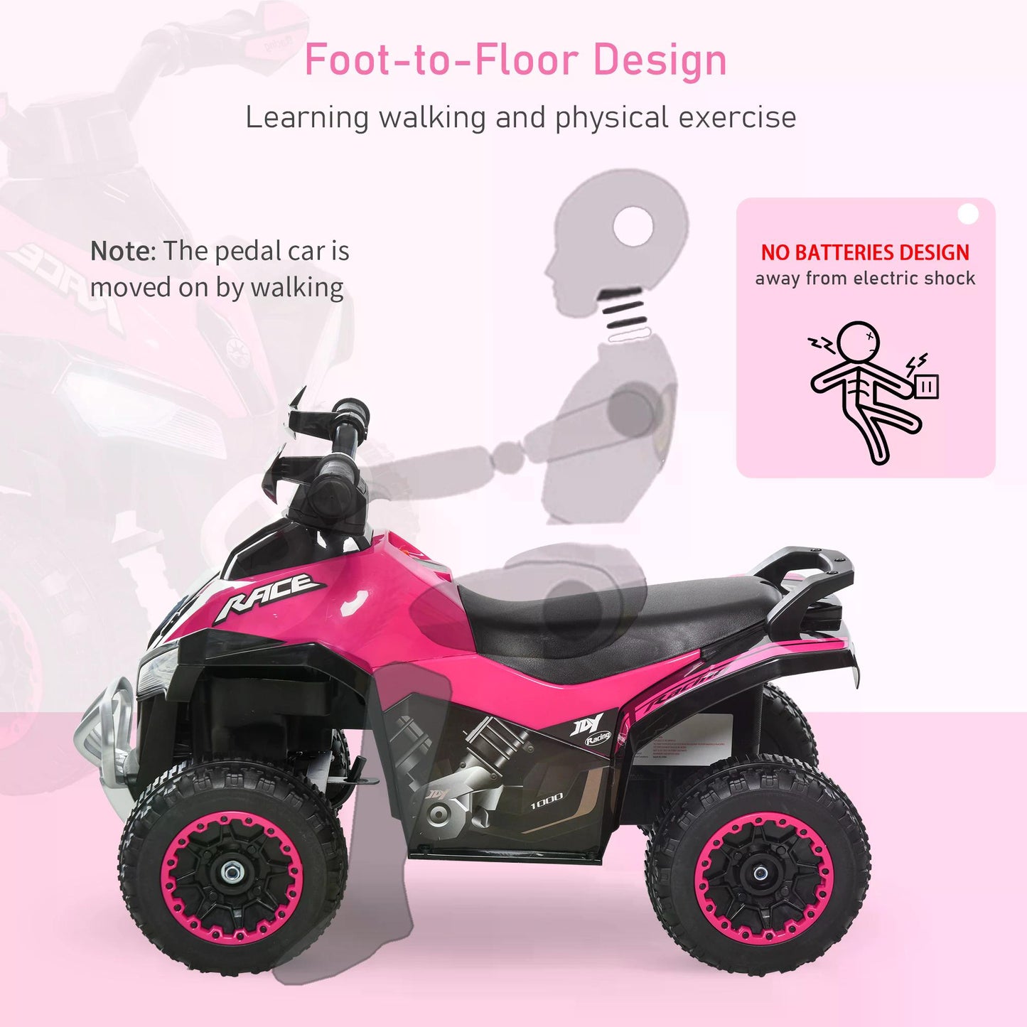 Ride on Toy for Kids 4 Wheel Foot-to-Floor Sliding Walking Car Toy Motorcycle Baby Walker Toddler Toys for for 18-36 Months B