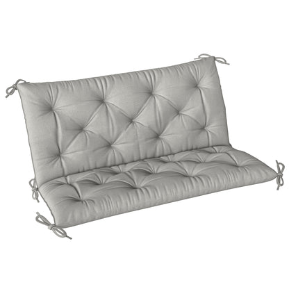 2 Seater Bench Pad, Garden Chair Cushion with Back and Ties for Indoor and Outdoor Use, 98 x 100 cm, Light Grey