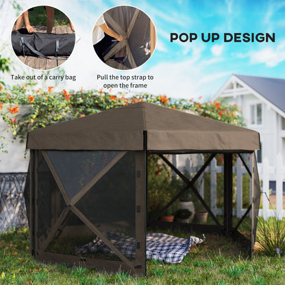 3 x 3(m) Hexagon Pop Up Gazebo with 5 Sides and Carry Bag, Waterproof, UV Resistant Party Tent Instant Event Shelter