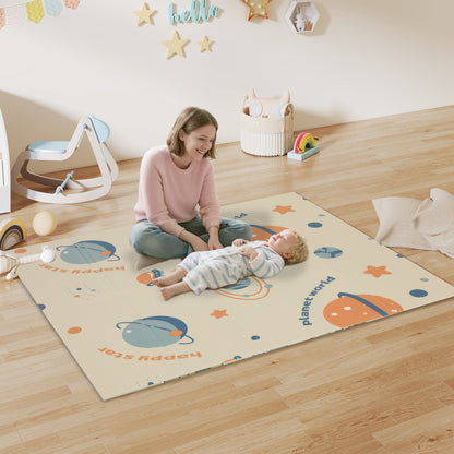 Space-Themed Baby Plat Mat Double Sided, Foldable, Water-Resistant for Outdoor/Indoor, 177 x 146 x 1.5cm