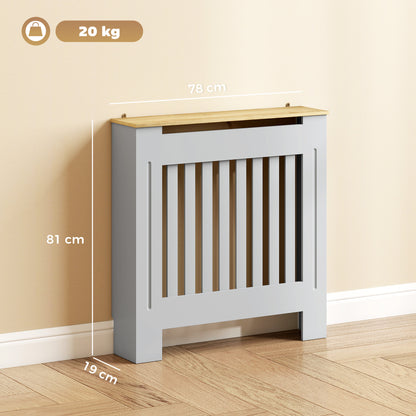 Heater Cover, Radiator Cover Slatted Painted MDF Lined Grill Grey, 78L x 19W x 81H cm