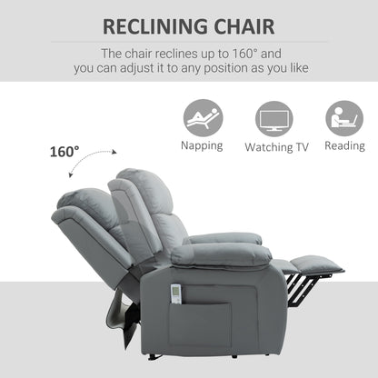 Riser and Recliner Chair with Vibration Massage, PU Leather Power Lift Chair for Elderly, Grey