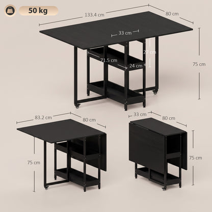 Four-Person Drop Leaf Table - Black Wood-Effect