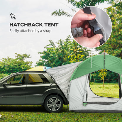 SUV Car Tent for Camping, Waterproof PU2000mm, 5 Man Tailgate Tent, 2.4 x 2.1 m, Grey and Green