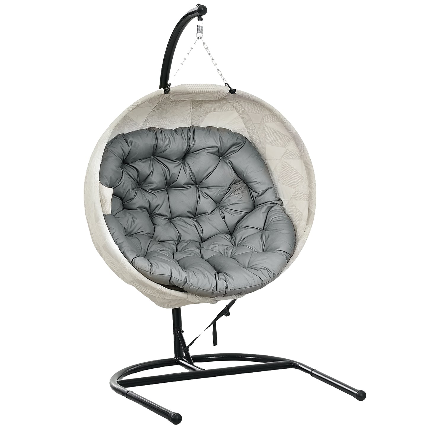 Hanging Egg Chair Outdoor Indoor Garden Swing Chair with Folding Basket, Garden Hanging Chair with Stand, Thickened Cushion