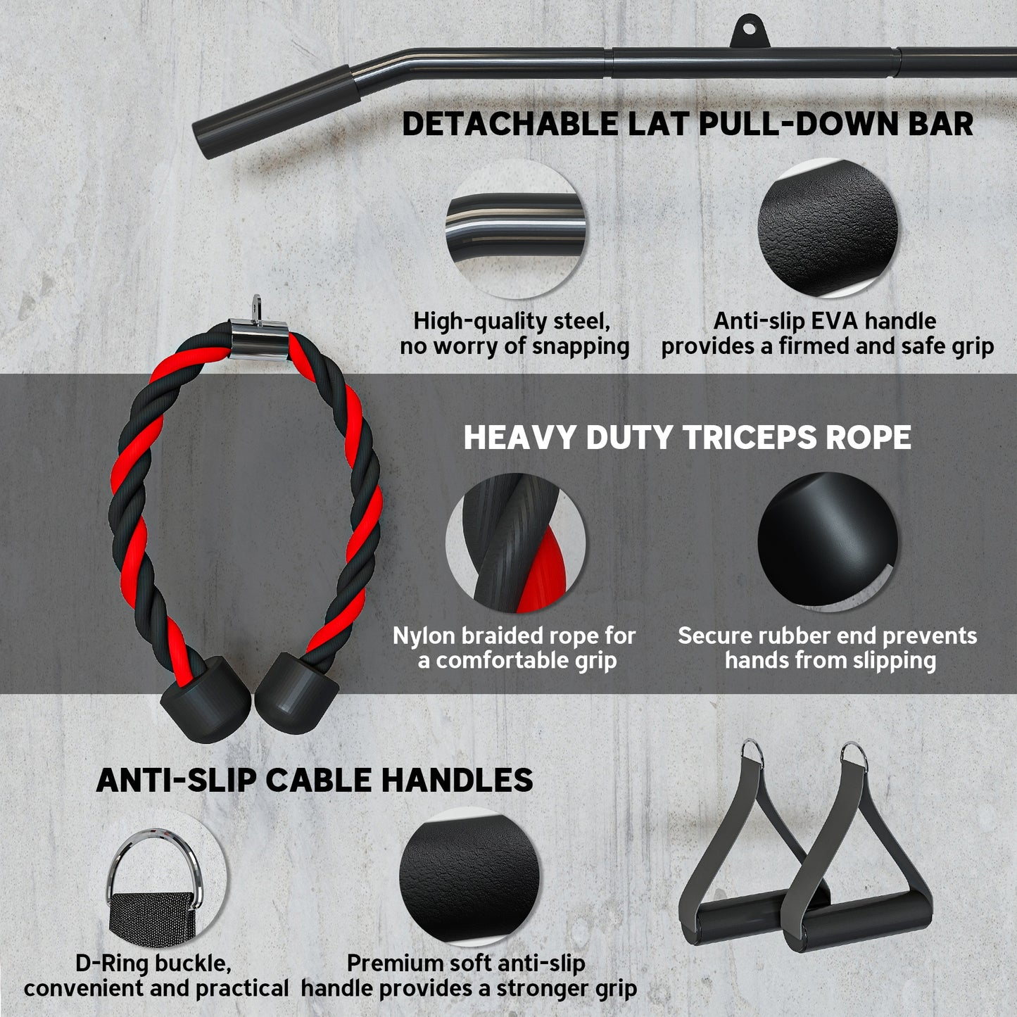 Weight Pulley System, Cable Pulley System for Home Gym, Cable Machine LAT Pull Down Attachment for Biceps Curl, Tricep