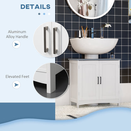 Pedestal Under Sink Cabinet with Double Doors, Modern Bathroom Vanity Unit, Storage Cupboard with Adjustable Shelves, White
