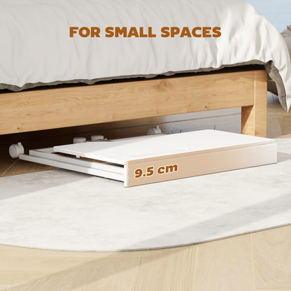 Small Folding Desk, with Wheels - White Wood-Effect