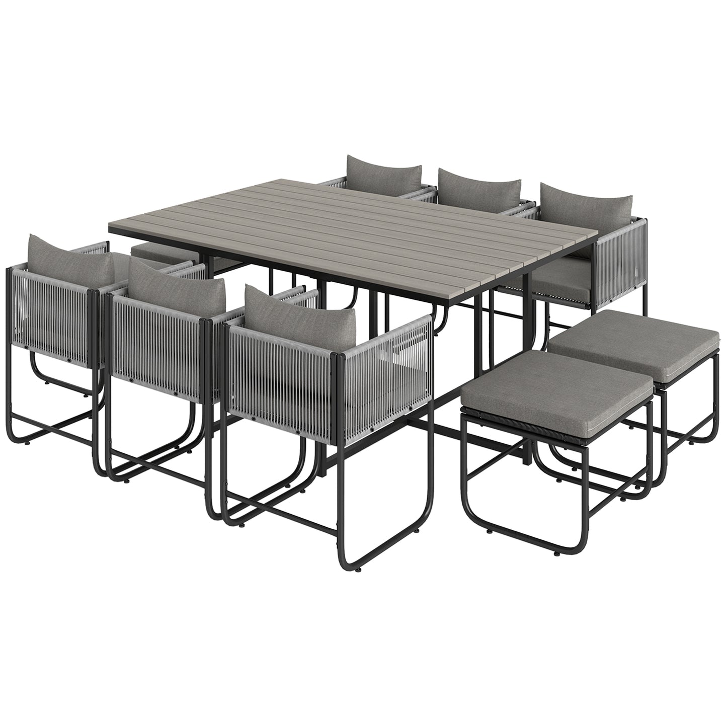 10 Seater Rattan Cube Garden Furniture Set, Rattan Dining Set with Cushions