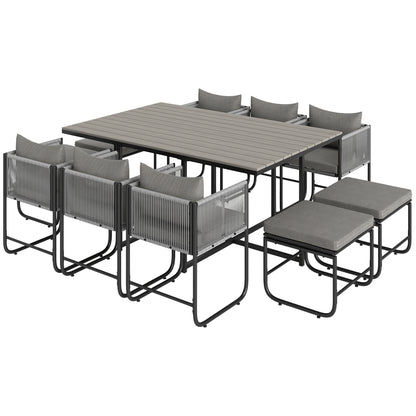 10 Seater Rattan Cube Garden Furniture Set, Rattan Dining Set with Cushions