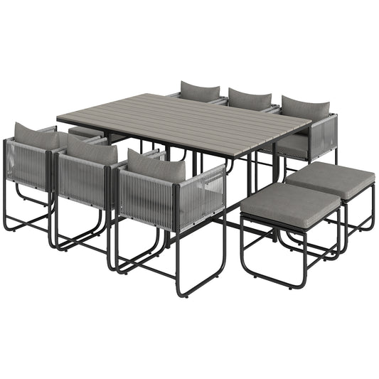 10 Seater Rattan Cube Garden Furniture Set, Rattan Dining Set with Cushions
