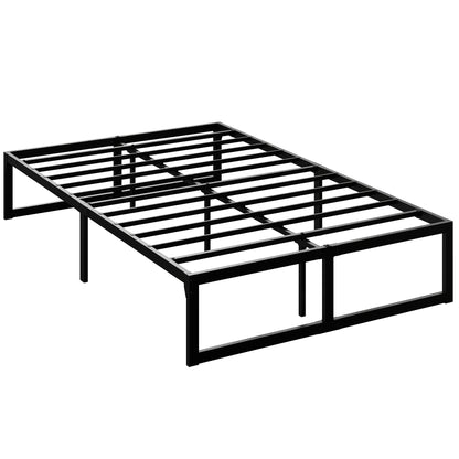 4ft Small Double Bed Frame with Underbed Storage and Steel Slat Support, 32.5 cm Height, Noise-Free, Black