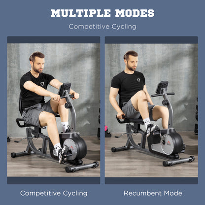 Exercise Bike with LCD Display, Stationary Bike with Quiet 8-Level Magnetic Resistance, Adjustable Seat and Backrest