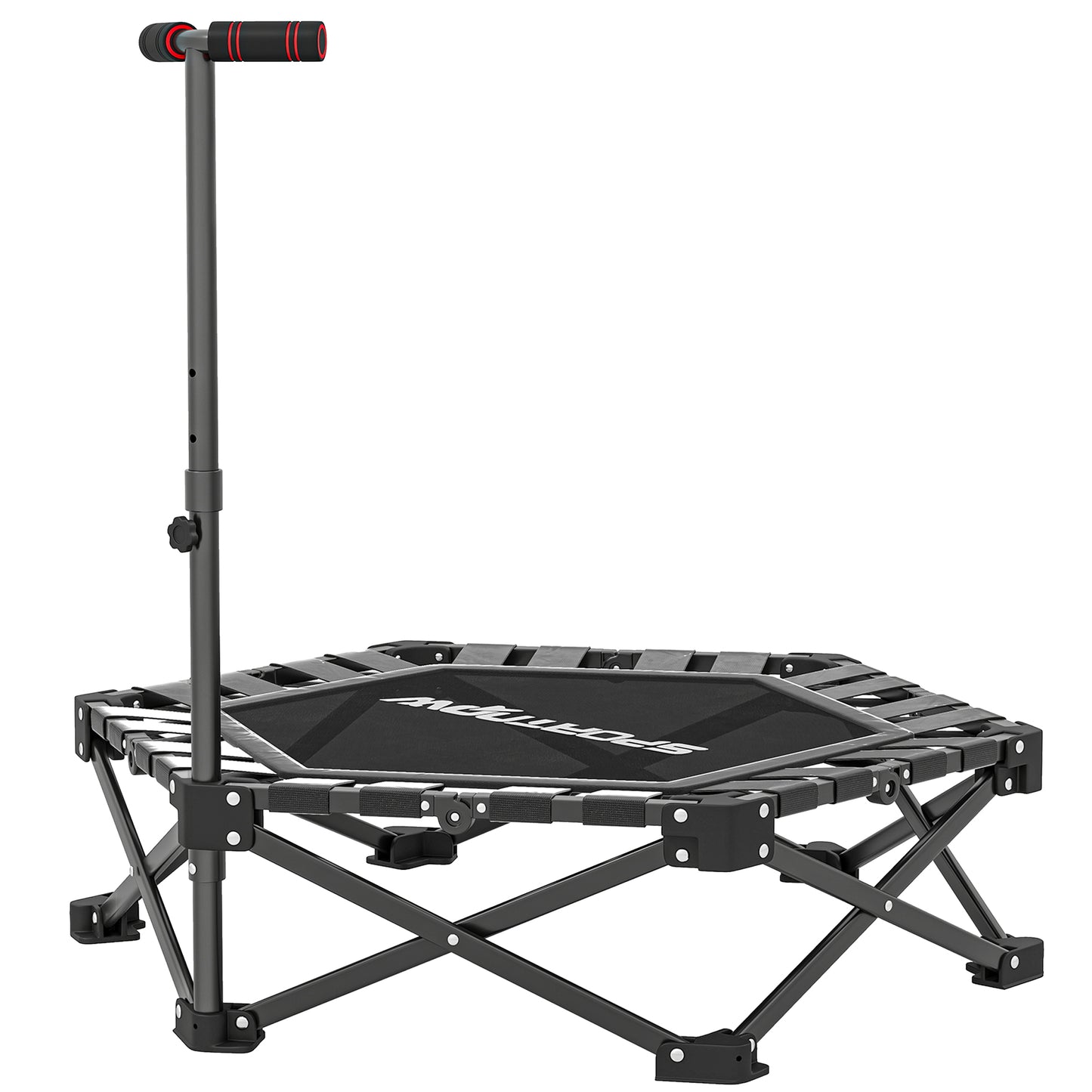 42" Foldable Mini Trampoline, One-Step Fold & Open, Rebounder Trampoline with 3-Level Adjustable Handle for Adults
