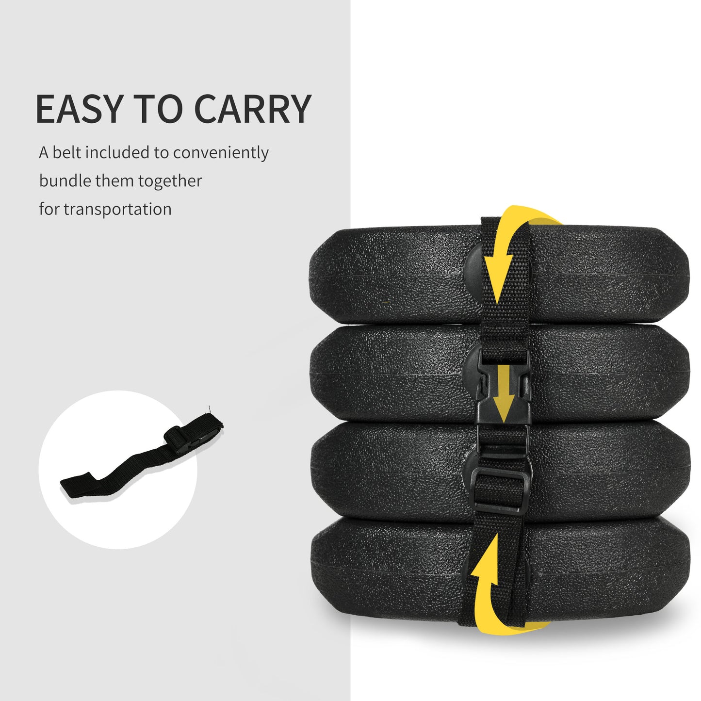 Total 12KG Gazebo Weights Set of 4, Weights for Gazebo Legs with Reinforce Pins and Carry Belt, for Canopies Tents