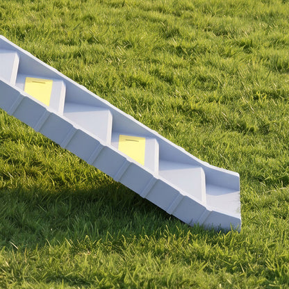 Dog Car Ramp with Anti-Slip Steps, 10-Steps Pet Stairs for Pets to Access Cars and High Beds, Grey