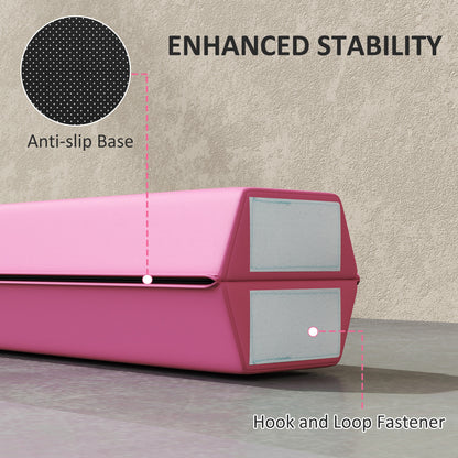 7.7ft Folding Gymnastics Beam, Floor Balance Beam for Kids with Anti-Slip Base, Gymnastics Equipment for Home, Pink