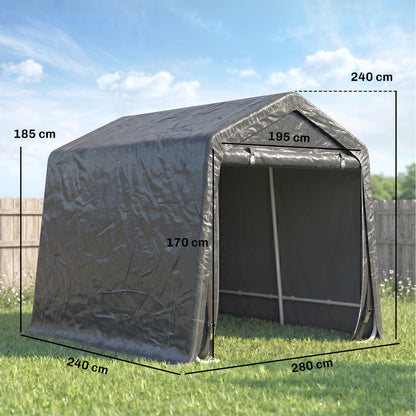 9 X 7.5ft Temporary Outdoor Equipment Shed - Dark Grey