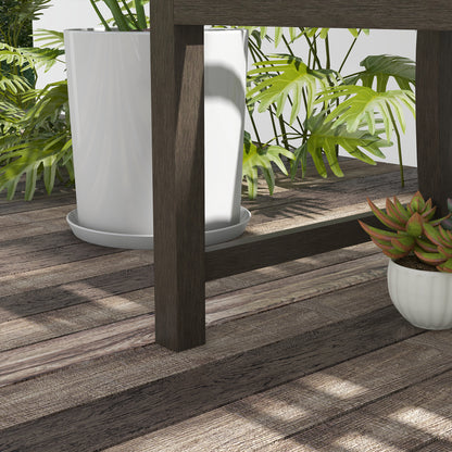 Two-Seater Simple Metal Bench - Brown