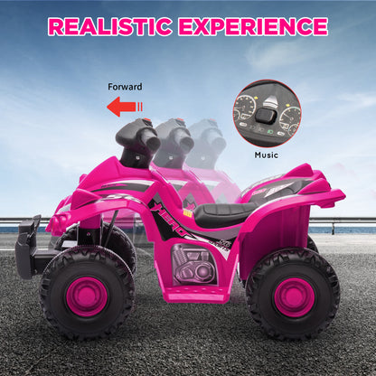 6V Kids Electric Quad Bike w/ Music, Forward Function, for 2-6 Years, Pink