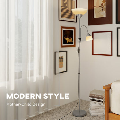 LED Floor Lamp for Living Room, 180cm Tall Standing Lamp, Mother and Child Uplighter with Adjustable Gooseneck