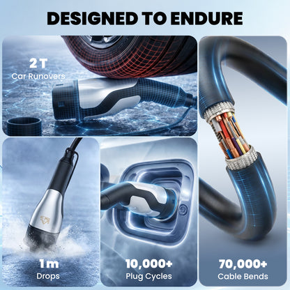 Type 2 EV Charging Cable, 22kW, 32A, Mode 3, 3-Phase, 10m Type 2 to Type 2 EV Extension Cable for EVs, PHEVs