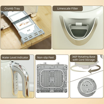 Retro 3000W Kettle and Toaster Set - Grey