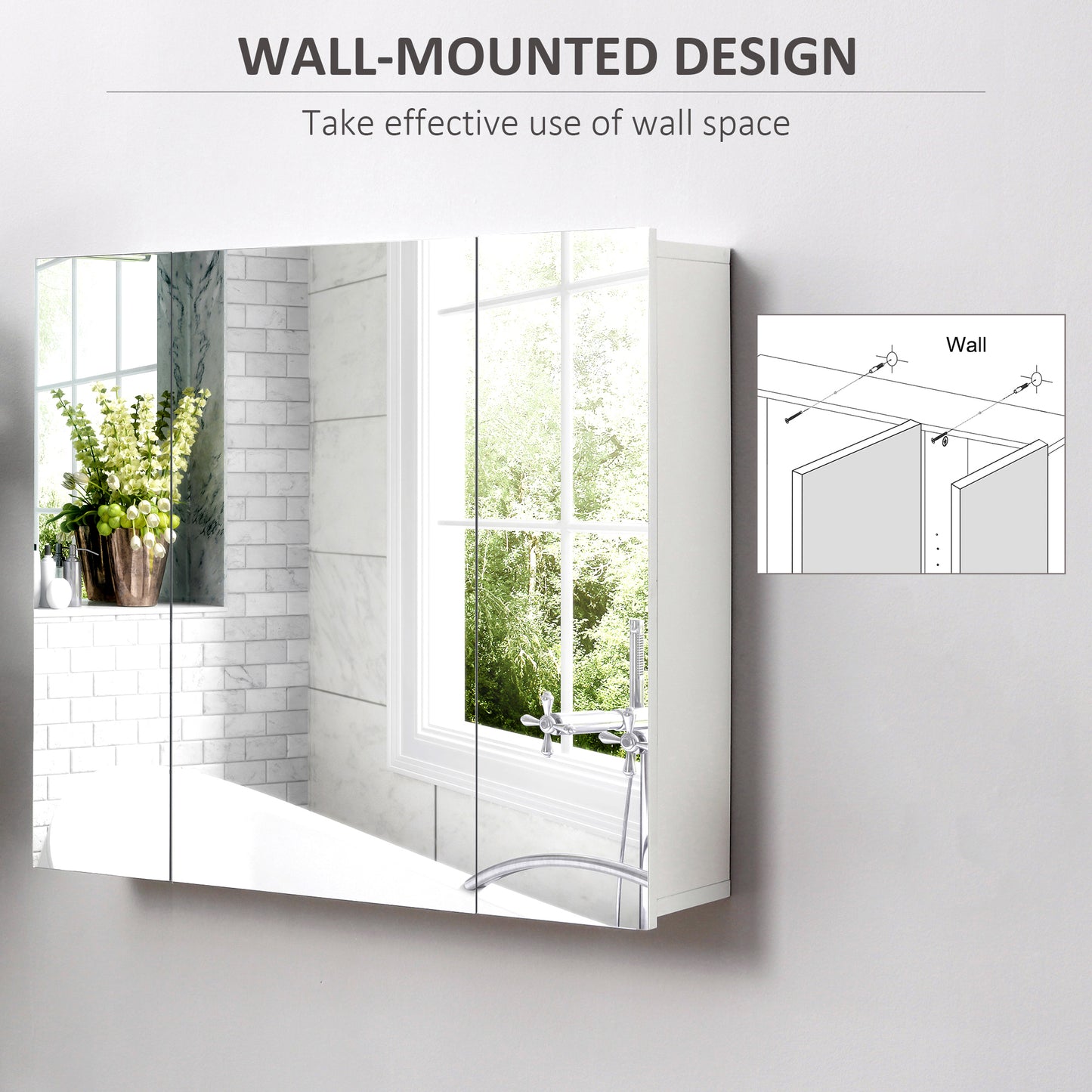 Wall Mounted Mirror Cabinet - White
