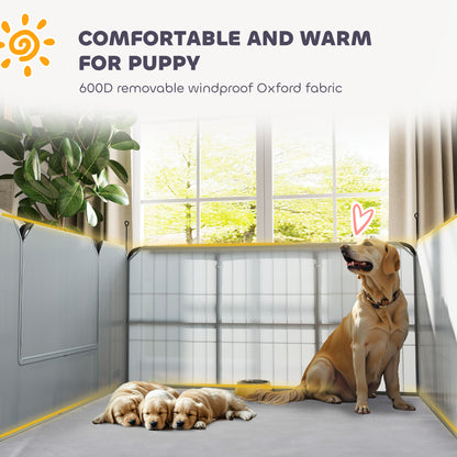 Steel Dog Whelping Box with Washable Whelping Pad, Wind-Resistant Cloth, for Small, Medium Dogs, 122 x 122 x 60cm