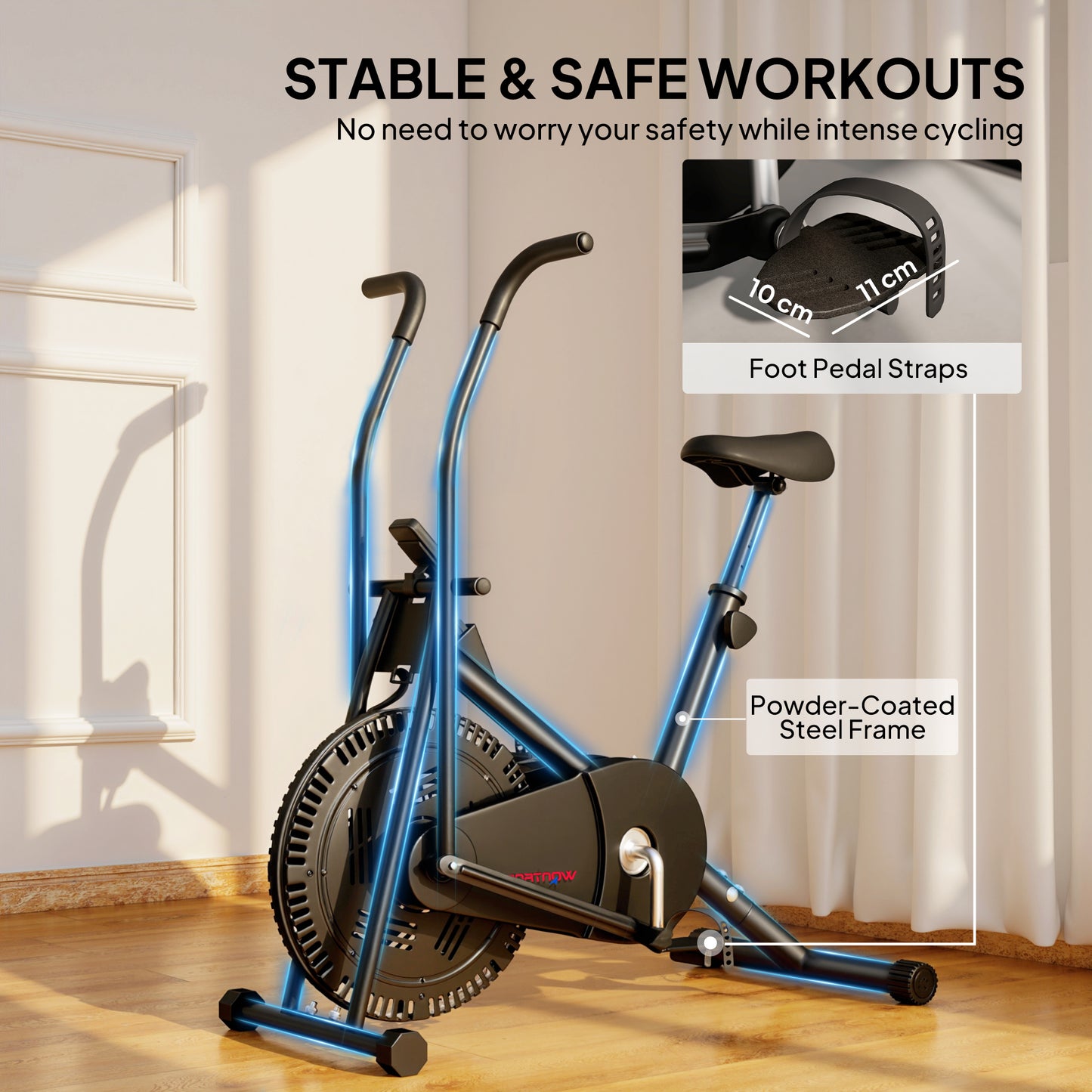 Exercise Bike with Adjustable Seat, LCD Display for Home Gym