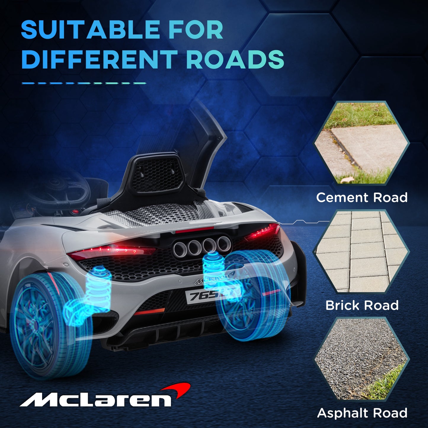 McLaren 765LT Licensed 12V Kids Electric Ride on Car with Butterfly Doors, Remote Control, Transport Wheels, Grey