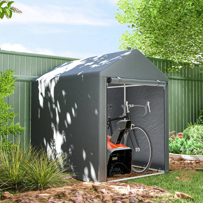 179 x 120cm Temporary Garden Shed, with Weather-resistant Plastic Cover and Accessories - Dark Grey