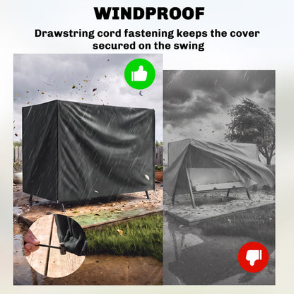 220 x 125cm Three-Seater Swing Chair Protective Cover - Black