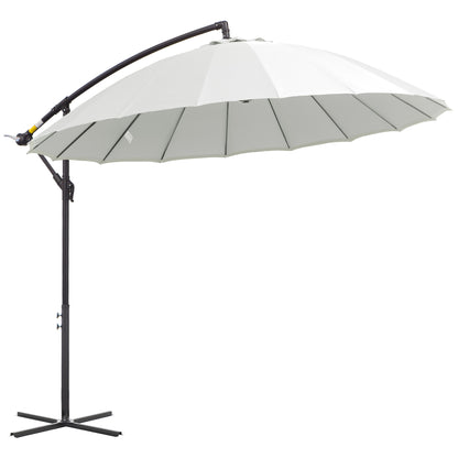 3(m) Cantilever Umbrella 18 Ribs & Vents Adjustable Angle for Patio Cream White