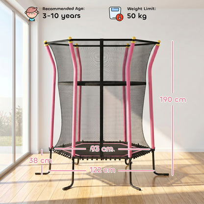 Kids Trampoline Mini Bouncer with Enclosure Safety Net For Ages 3-10 Years - Pink
