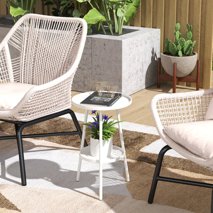 Two-Tier Metal Garden Table - White