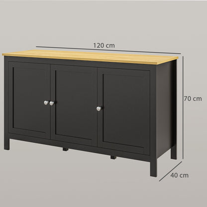 Sideboard, Buffet Cabinet with Doors and Adjustable Shelves for Living Room, Entryway, Black and Natural