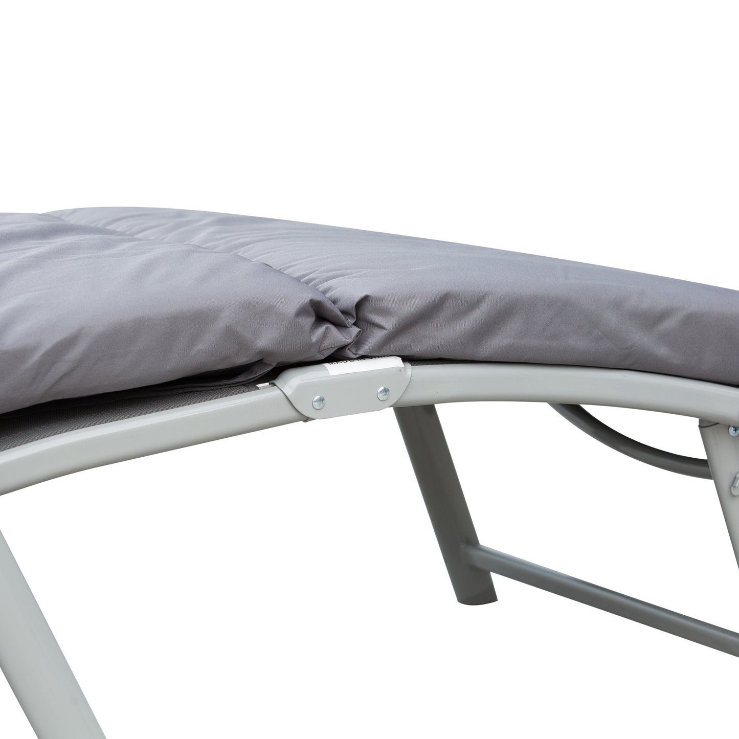 Steel Frame Outdoor Garden Padded Sun Lounger w/ Pillow Grey