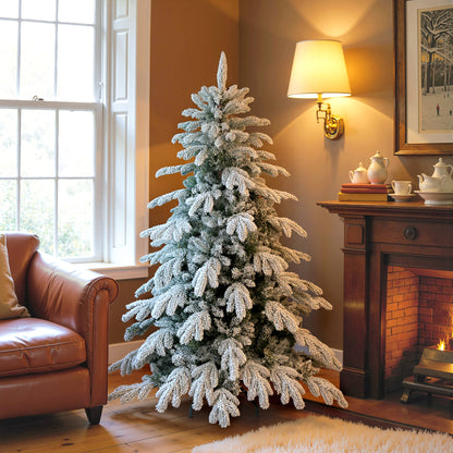 5ft Super Flocked Christmas Tree - Green/White