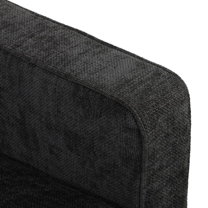 3 Seater Sofa Button Tufted Upholstered Couch with Wood Legs for Living Room, Dark Grey