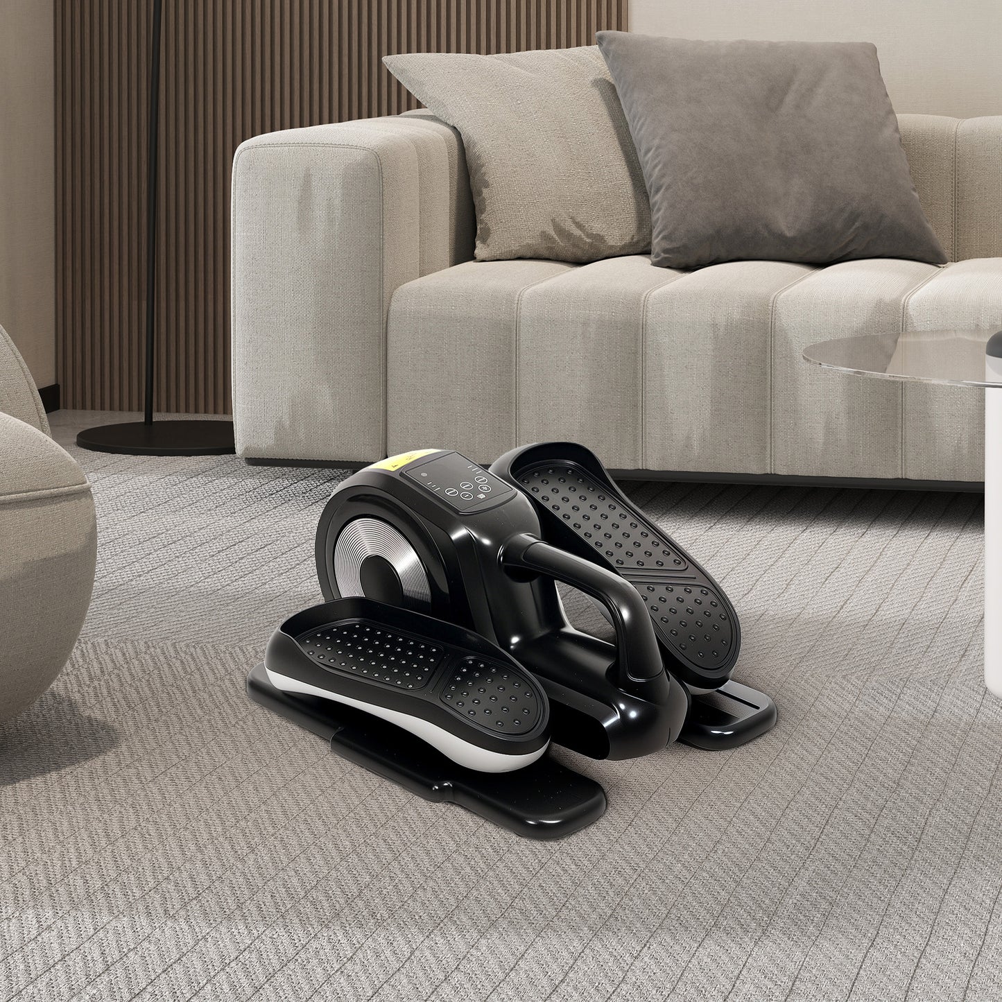 Under Desk Electric Elliptical Machine for Home, Sit Down Pedal Exerciser for Seniors with 12 Programs, LCD Monitor