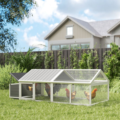 Wooden Chicken Coop with Nesting Box, Openable Roof, for 4-8 Chickens, White