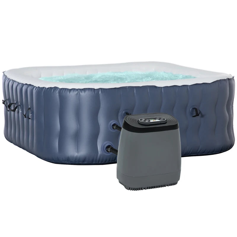 Square Inflatable Outdoor Bubble Spa Hot Tub with Pump, Cover and Filter Cartridges