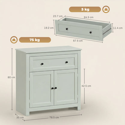 Sideboard Storage Cabinet, Modern Kitchen Cupboard with Adjustable Shelf, Drawer and Double Doors, Green