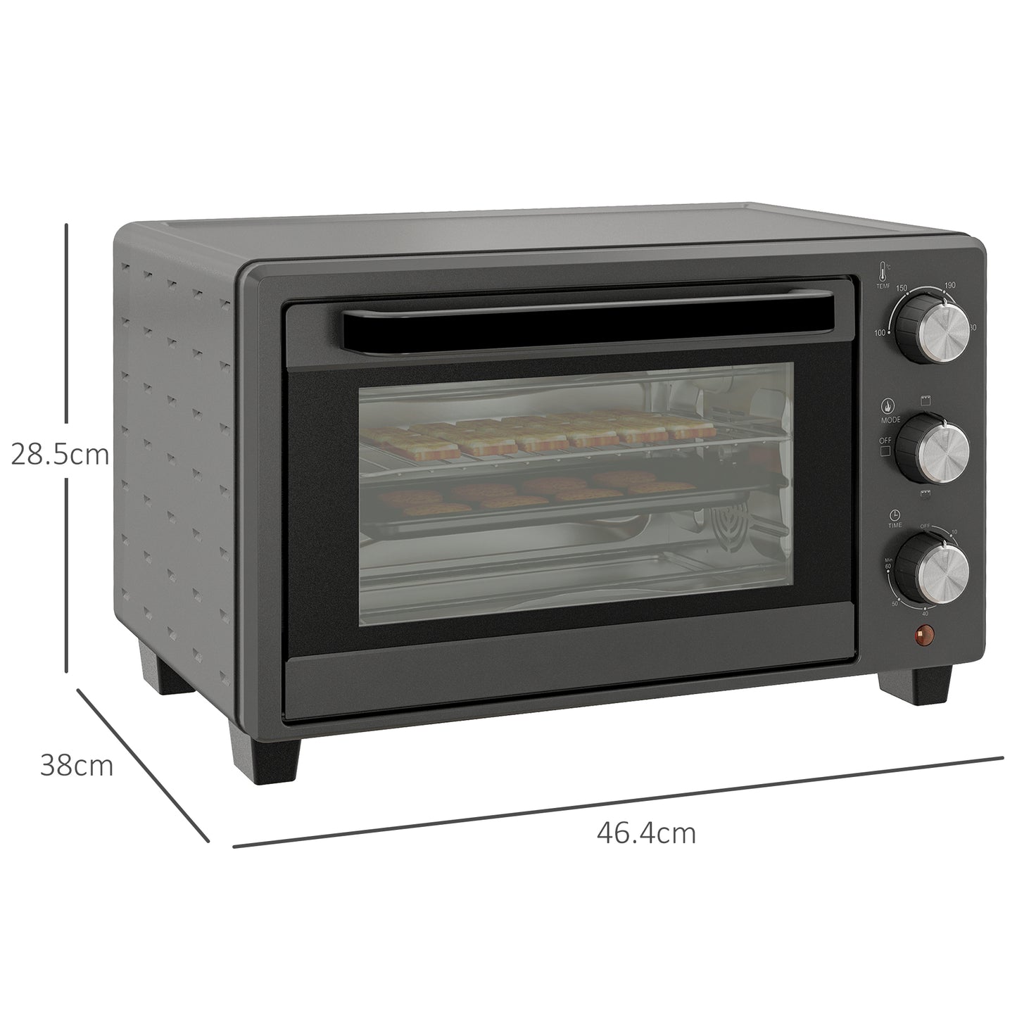 21L Mini Countertop Oven, 100°C-230°C Adjustable Temp - Grey