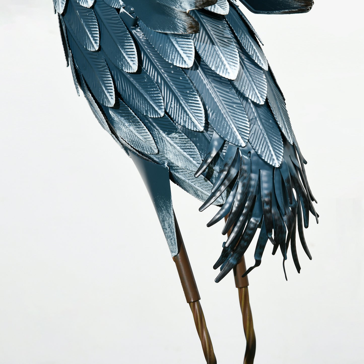 Heron Garden Statues, Standing Garden Ornament, Metal Garden Gift with Stakes, Blue & White