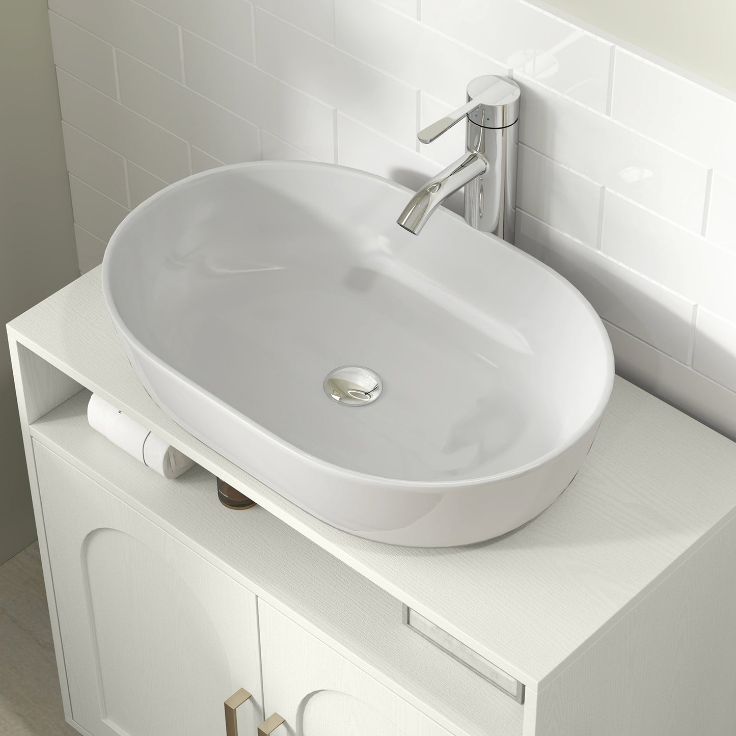 Under Sink Cabinet for Basin without Pedestal - Cream White