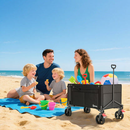 Festival Trolley on Wheels, 150L Folding Camping Trolley Cart with Openable Sides