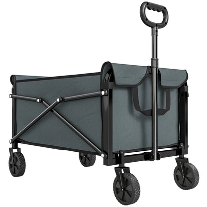 81L Festival Trolley on Wheels, Compact Garden Folding Trolley Cart with Adjustable Handle 80L, Grey