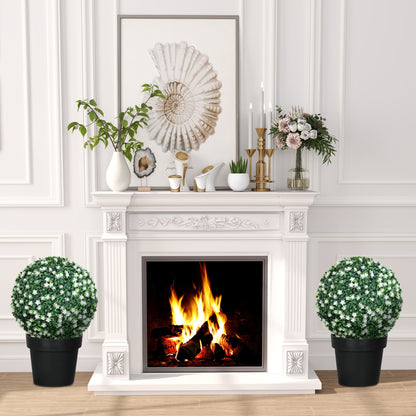 Set of Two Artificial Boxwood Balls Plants - White